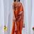 Orange ethnic motifs embroidered silk blend designer saree