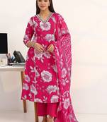 women floral printed regular kurta with trousers & with dupatta