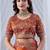 Orange ethnic motifs embroidered silk blend designer saree