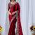 Maroon paisley embroidered silk blend designer saree