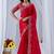 Red ethnic motifs embroidered silk blend designer saree