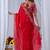Red ethnic motifs embroidered silk blend designer saree