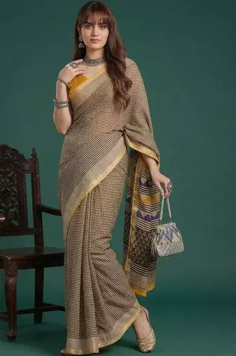 Yellow  cotton saree with blouse piece