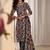 libas blue floral printed straight suit set with dupatta