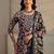 libas blue floral printed straight suit set with dupatta