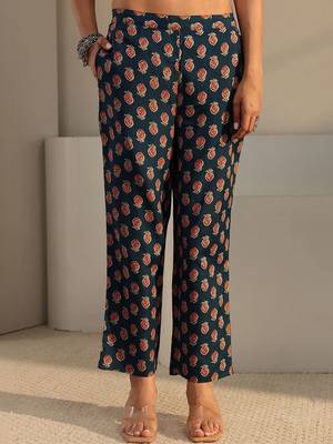 libas blue floral printed straight suit set with dupatta 7