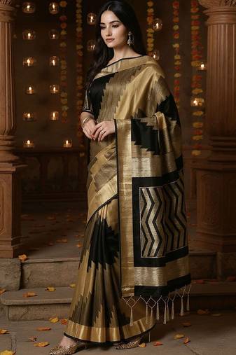 Black woven design zari banarasi saree