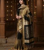 Black woven design zari banarasi saree