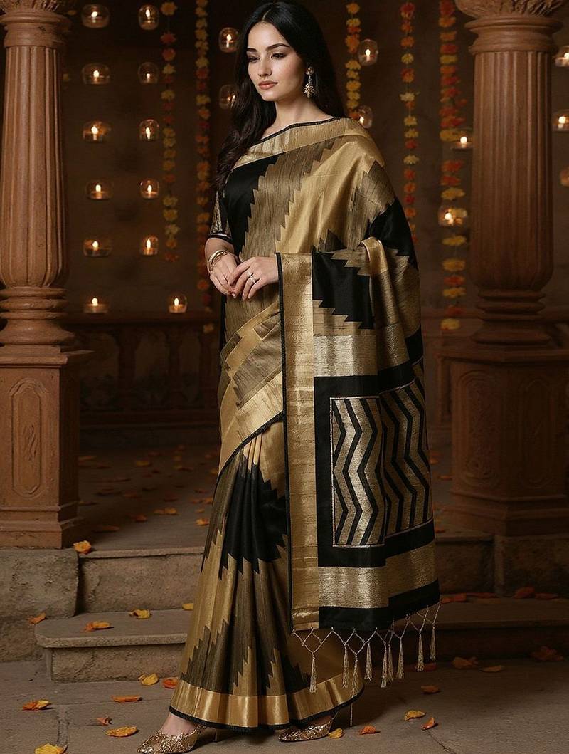 Black woven design zari banarasi saree