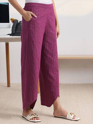 libas burgundy woven design cotton blend straight kurta set 7