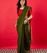 Green colourblocked zari mysore silk saree