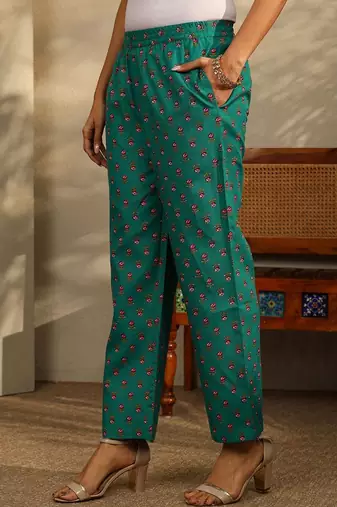 women ethnic motifs printed regular kurta with trousers & with dupatta