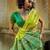 Lime silk blend designer banarasi saree