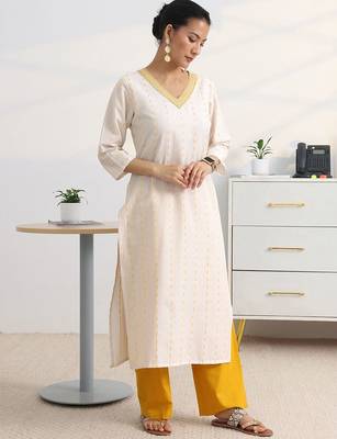 libas white woven design straight suit set with dupatta 3