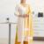 libas white woven design straight suit set with dupatta