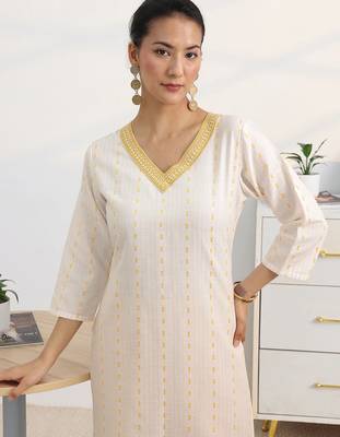 libas white woven design straight suit set with dupatta 6