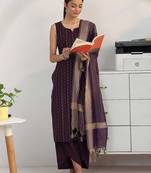 women ethnic motifs printed regular kurta with palazzos & with dupatta