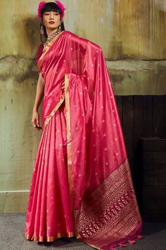 Magenta silk blend designer banarasi saree