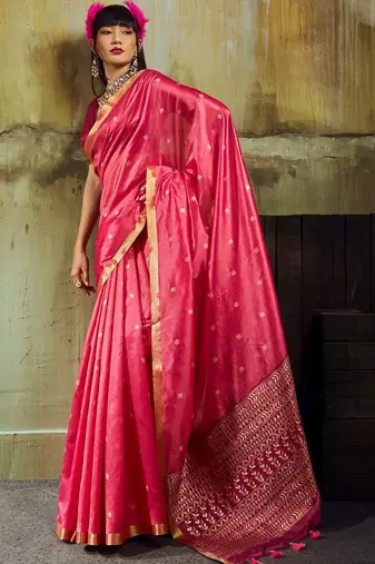 Magenta silk blend designer banarasi saree