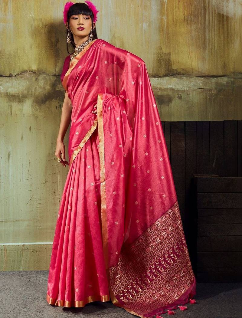 Magenta silk blend designer banarasi saree