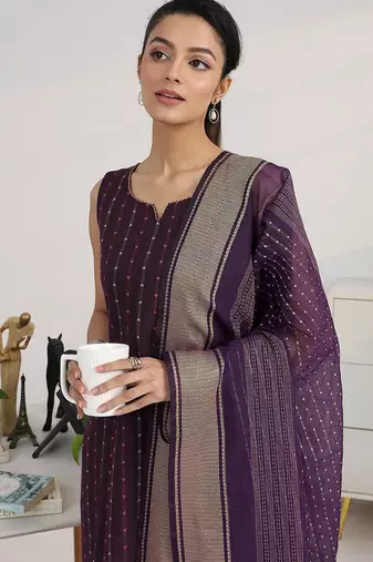 women ethnic motifs printed regular kurta with palazzos & with dupatta