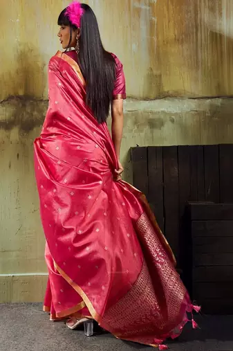 Magenta silk blend designer banarasi saree