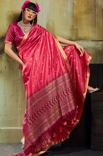 Magenta silk blend designer banarasi saree