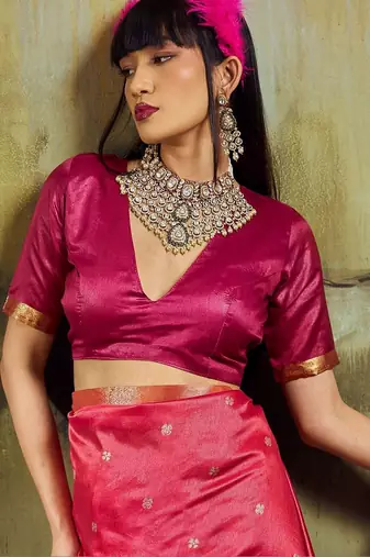 Magenta silk blend designer banarasi saree