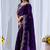 Purple ethnic motifs embroidered silk blend designer saree