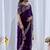 Purple ethnic motifs embroidered silk blend designer saree