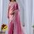 Pink ethnic motifs embroidered silk blend designer saree