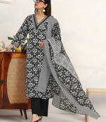 women ethnic motifs printed regular kurta with trousers & with dupatta