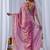 Pink ethnic motifs embroidered silk blend designer saree