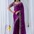 Purple floral embroidered silk blend designer saree