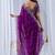 Purple floral embroidered silk blend designer saree