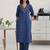 women ethnic motifs printed regular mirror work kurta with trousers