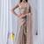 Beige ethnic motifs embroidered silk blend designer saree