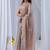 Beige ethnic motifs embroidered silk blend designer saree