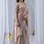 Beige ethnic motifs embroidered silk blend designer saree