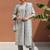 geometric printed sequinned straight kurta with trouser & dupatta