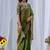 Green ethnic motifs embroidered silk blend designer saree