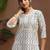 geometric printed sequinned straight kurta with trouser & dupatta