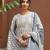 geometric printed sequinned straight kurta with trouser & dupatta