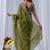 Green ethnic motifs embroidered silk blend designer saree