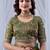 Green ethnic motifs embroidered silk blend designer saree