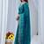 Teal ethnic motifs embroidered silk blend designer saree