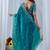 Teal ethnic motifs embroidered silk blend designer saree