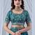 Teal ethnic motifs embroidered silk blend designer saree