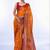 Orange floral brasso fusion saree