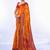 Orange floral brasso fusion saree